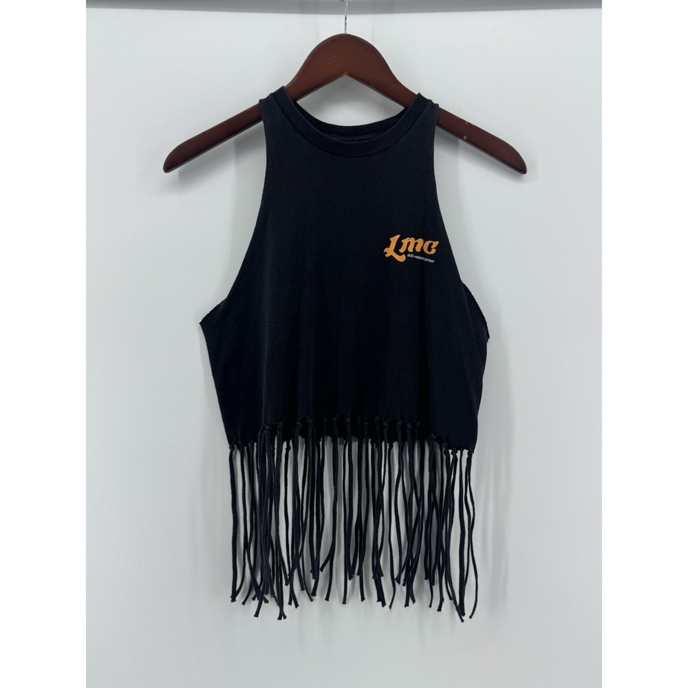 Loser Machine Women's Fringed Crop Tank with Neon Graphic Size Small